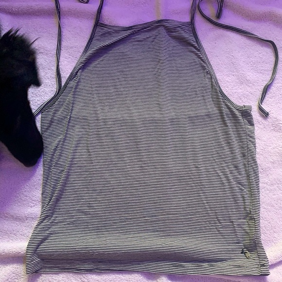 STRIPPED HALTER TANK TOP